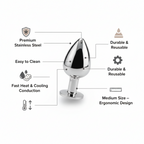 Ergonomic Stainless Steel Massage Tool – Medium Size Polished Metal Design for Targeted Muscle Relief and Relaxation